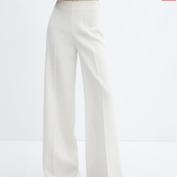 NWT Mango Women's Cream High-Waist Cream Open Side Trousers Pants Sz Large 2767 - Picture 13 of 14